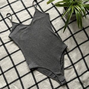 Gray Ribbed Bodysuit